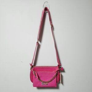 NWT Juicy Couture Vibrant Embossed Pink Double Trouble Crossbody Bag